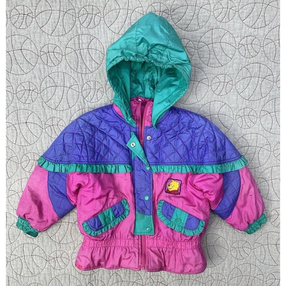 VTG 90s Winnie The Pooh Disney Puffer Coat / Little Kids Girls 4T